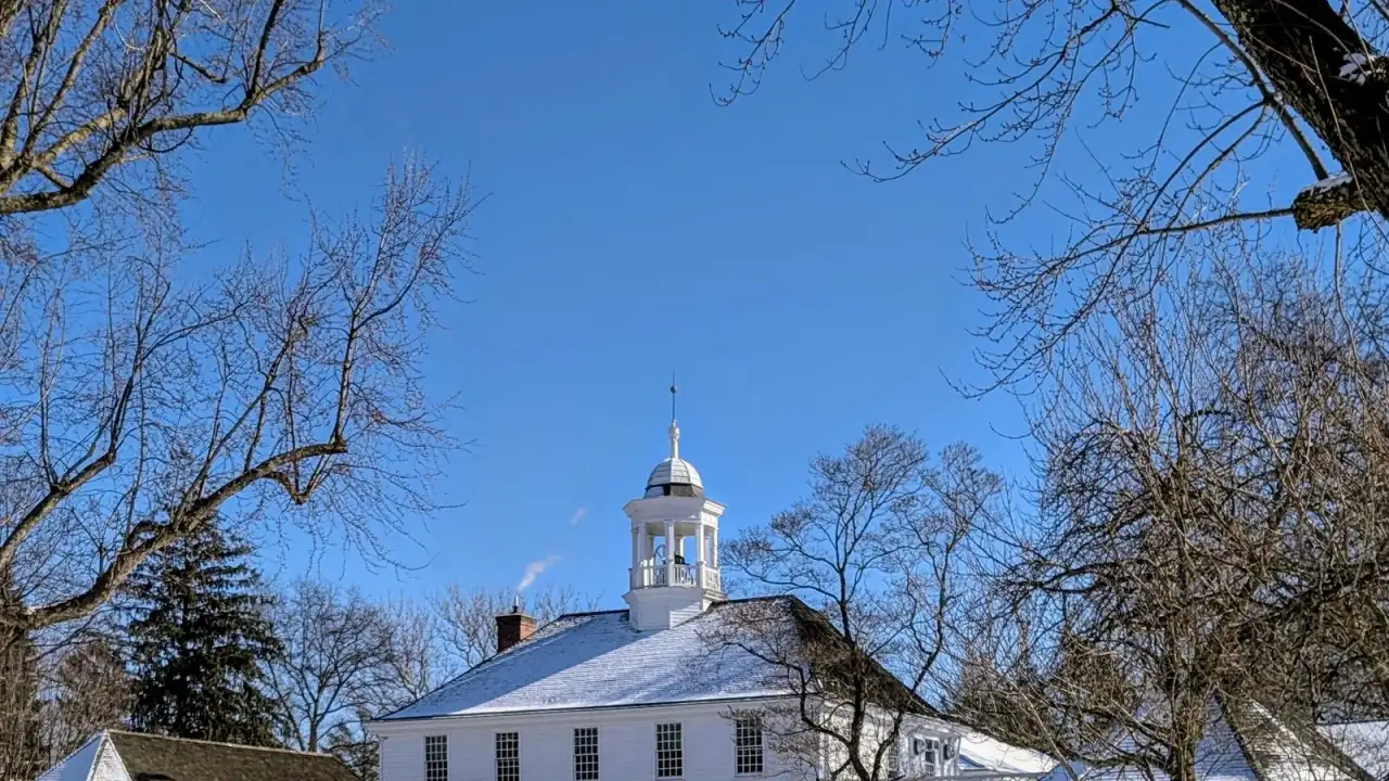 Fairfield Town Hall, a historic brick colonial building on the Old Post Road, Fairfield, Connecticut
